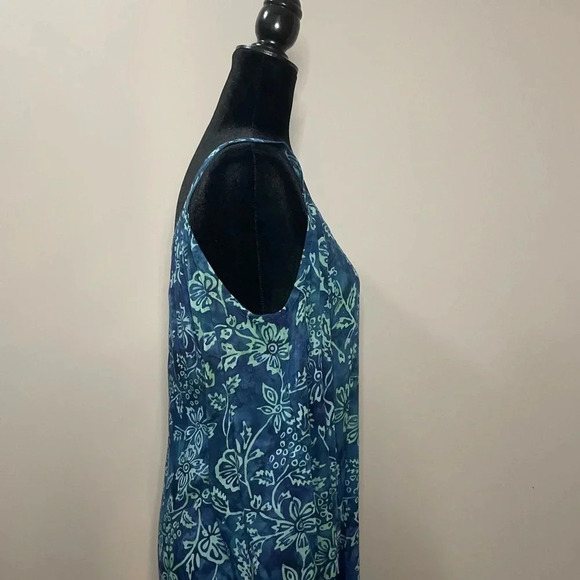 Soft Surroundings Green and Blue Floral Print Cold Shoulder Maxi Dress - Picture 9 of 15